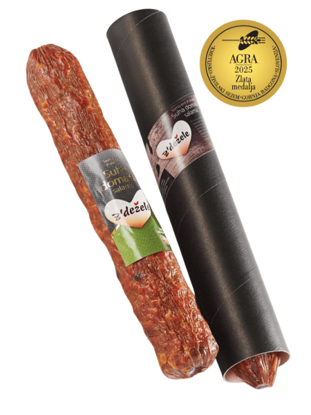 Suha domača salama 800g v darilnem tulcu